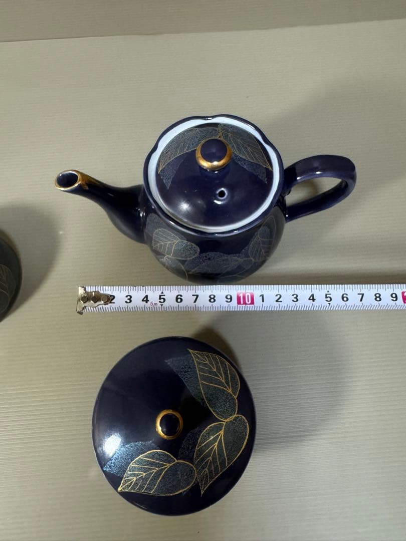 2265 九谷焼 茶器セット 急須1客 湯呑蓋付5客 未使用