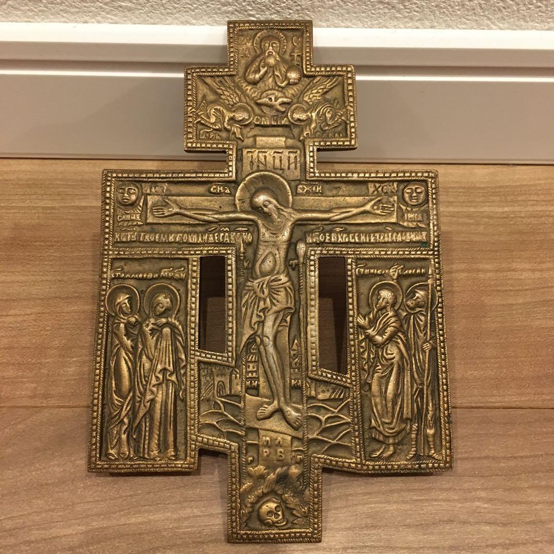 アンティーク　ブラス　真鍮　キリスト教　クリスチャン　オーナメント　オブジェ Amazon.co.jp: eSplanade 真鍮 キリスト教十字架 イエスキリスト像