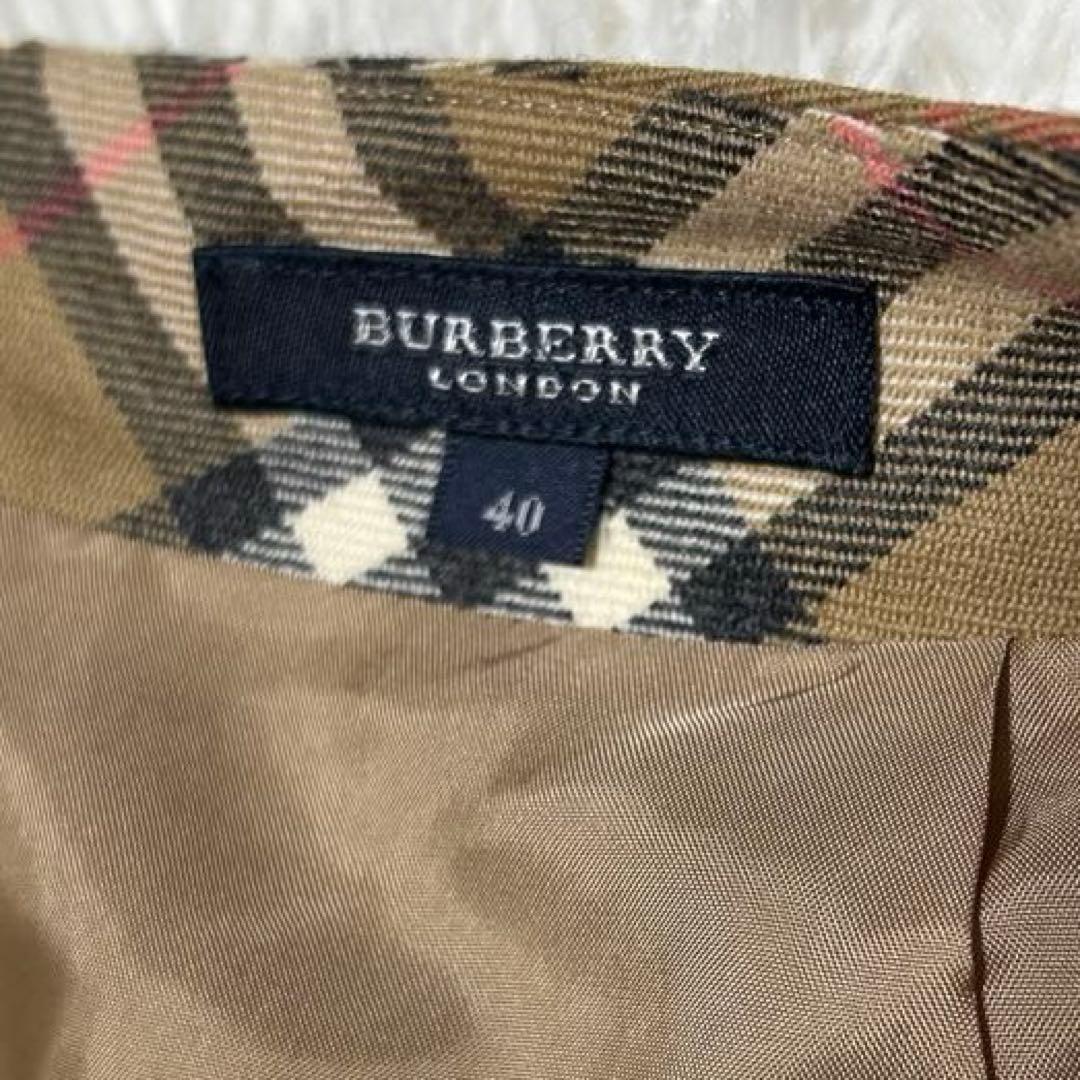 【美品】バーバリーロンドン　ノバチェック ウールスカート 40 ホースロゴ