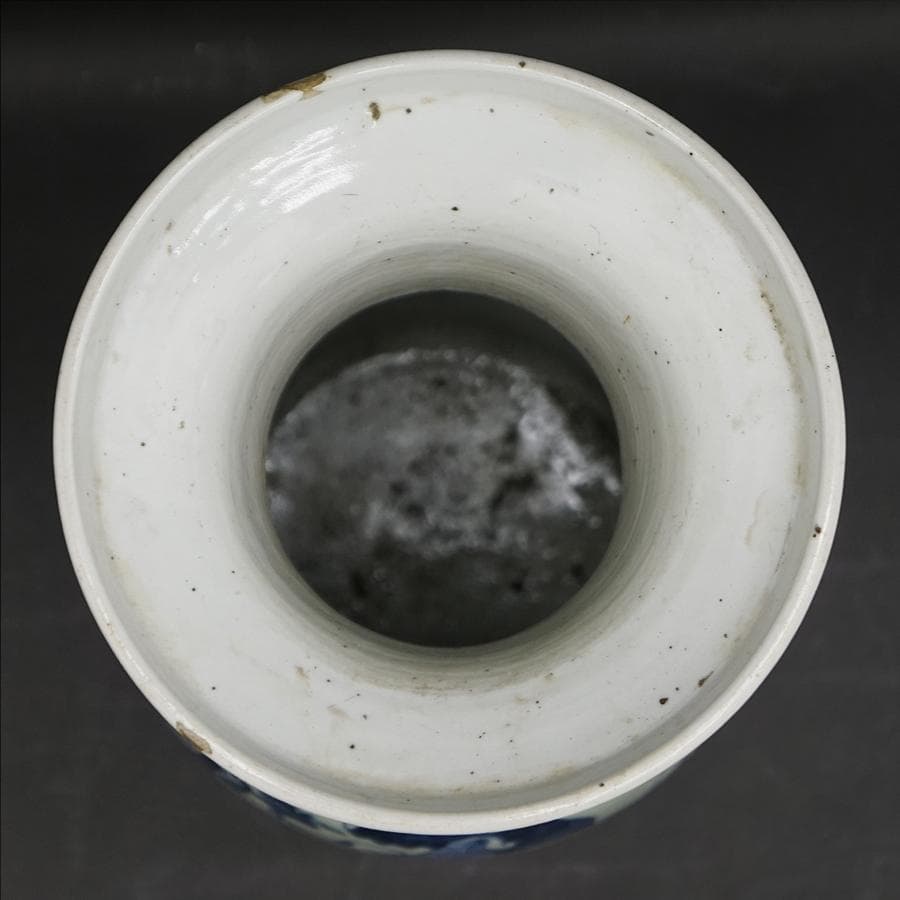 中国古玩 双耳付染付花瓶 唐物 壺 花生 高さ43cm 時代