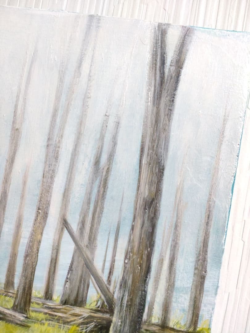 油絵◆幻想的な風景画【白の静寂】1点物の原画/作者サイン入り◆F4号サイズ