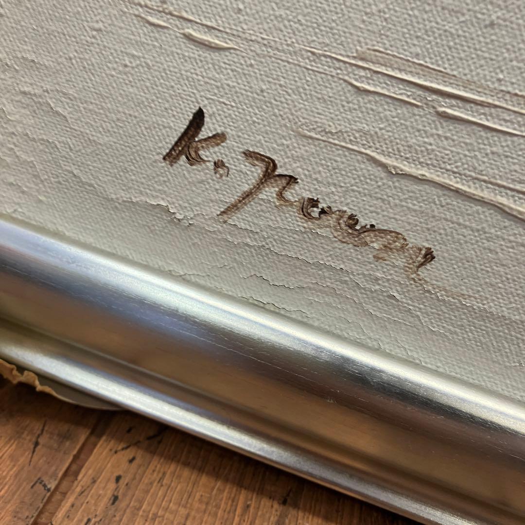 ヴィンテージ 大判 風景画 絵画 油絵 油彩画 舟 帆船 額縁 額装 インテリア