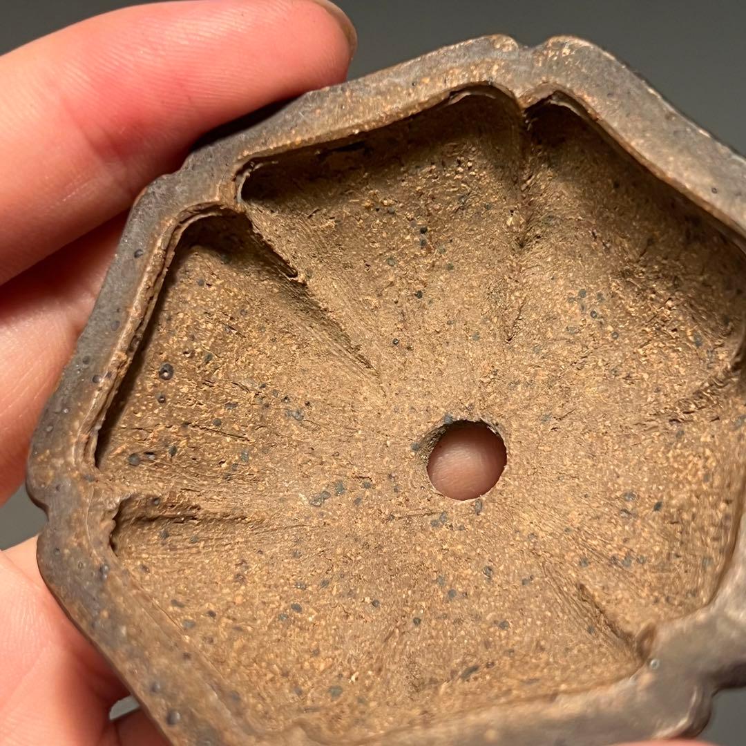 798.夢陶 紫泥雲足輸花 豆鉢 盆栽鉢 植木鉢 6.7*6.3*2.6cm