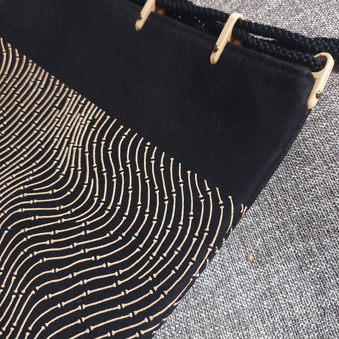 【新品】甲州印傳 印傳屋 鹿革 袋物 ブラック 巾着