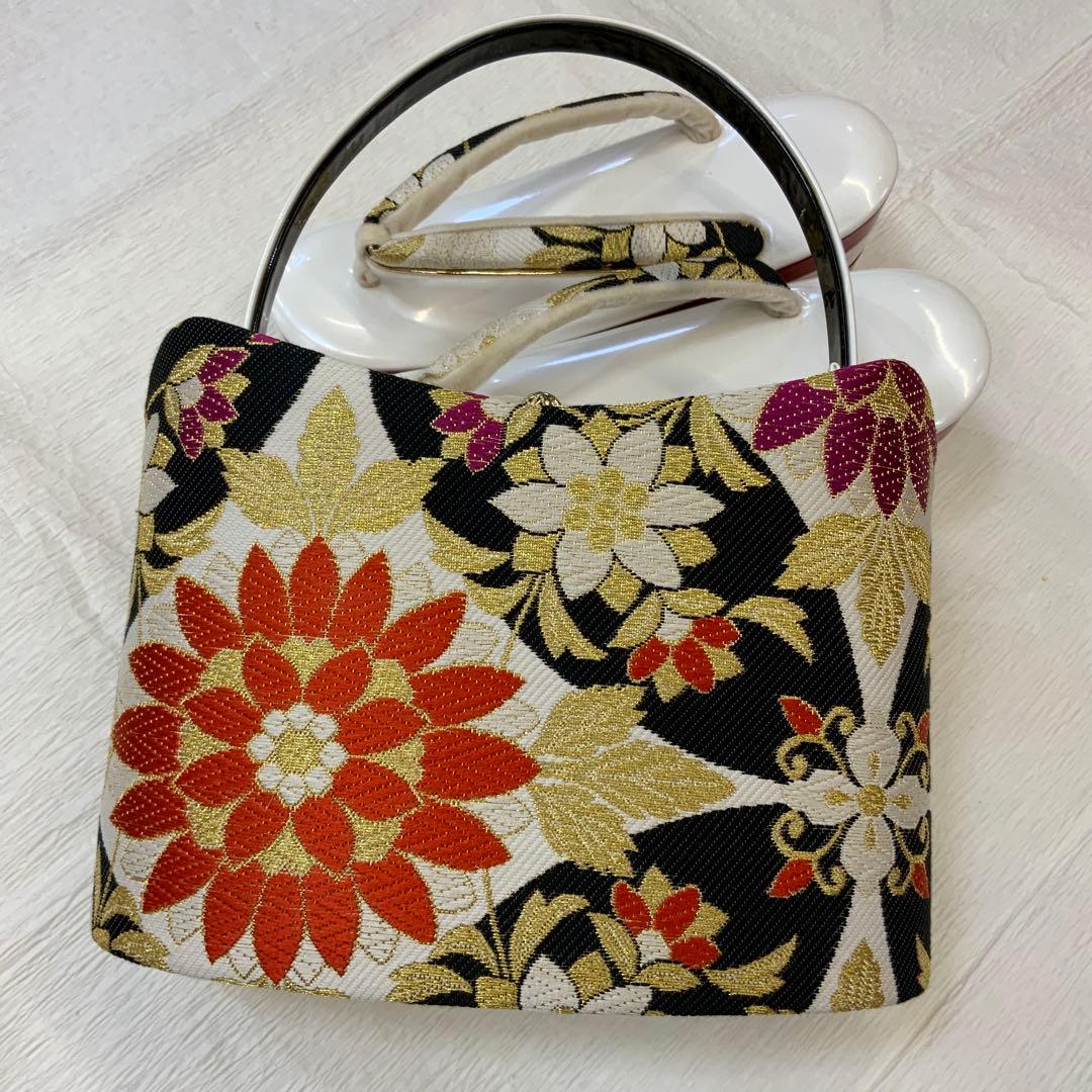 成人式　花柄和装用バッグと草履セット　117