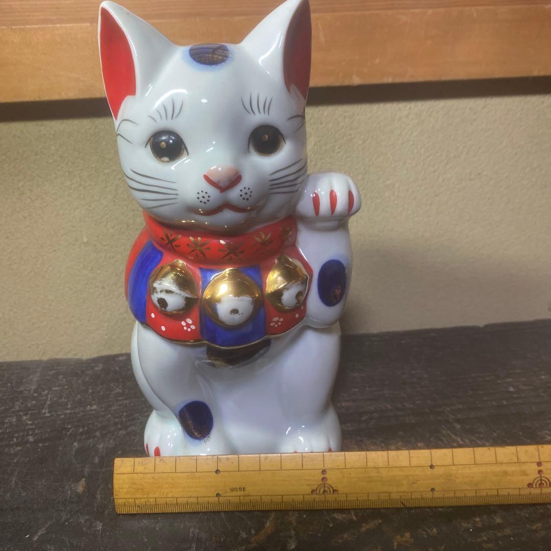 陶器製 招き猫 置物 約23cm11cm12cm