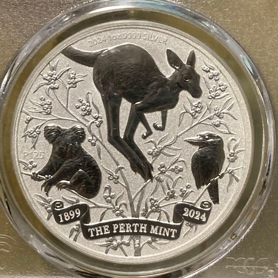 オーストラリア)パース造幣局の125周年記念 1オンス銀貨 PCGS MS70