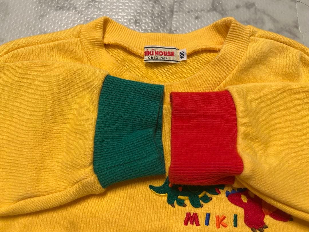 美品 25 AW ミキハウス 豪華 恐竜 トレーナー バックプリント 100