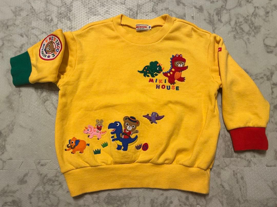 美品 25 AW ミキハウス 豪華 恐竜 トレーナー バックプリント 100