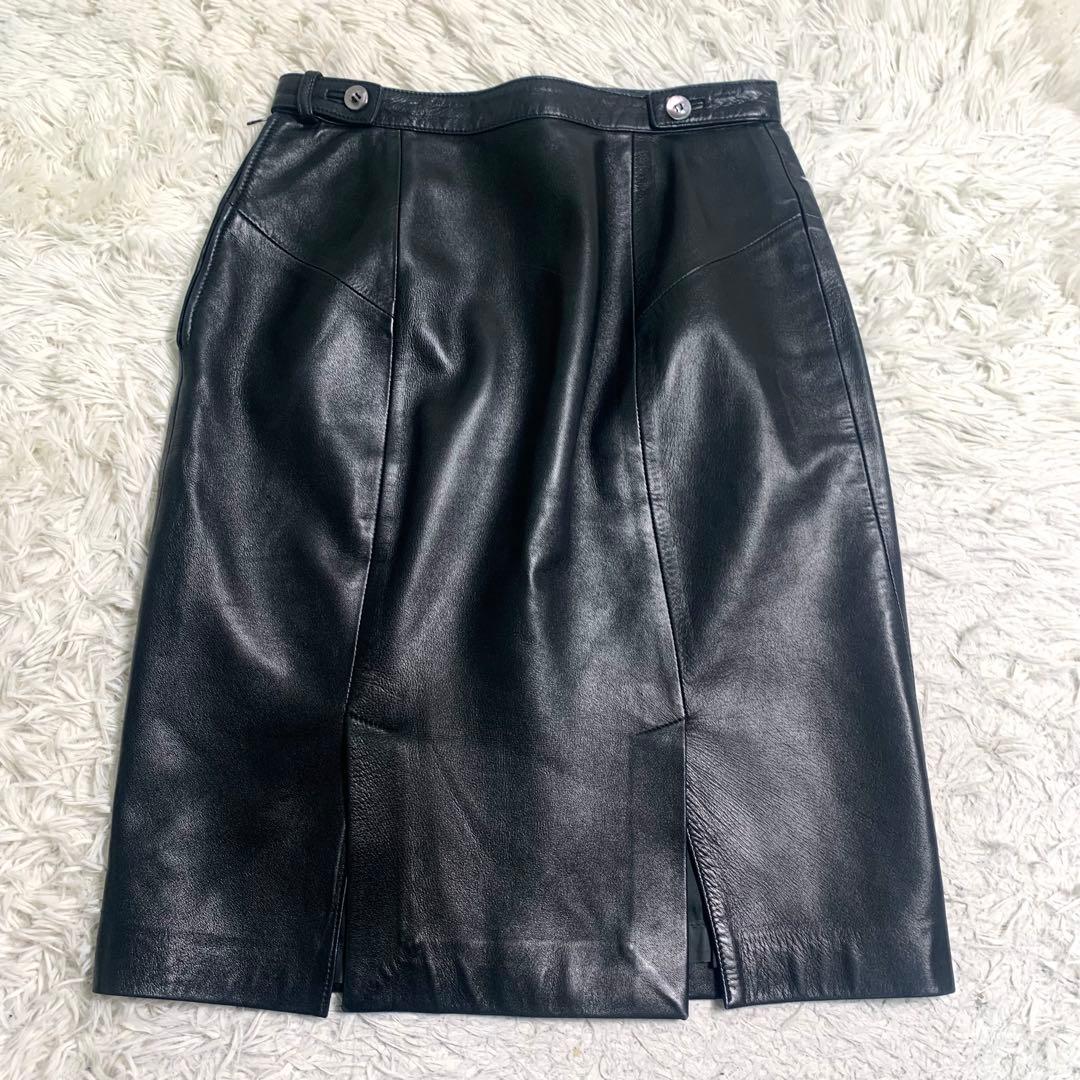 美品 グッチ レザースカート トムフォード期 牛革 本革 ブラック サイズ44