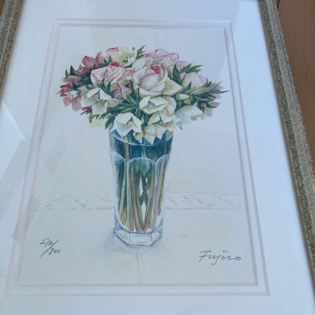 橋本不二子 絵画 水彩画 サイン入り 額縁入り - メルカリ