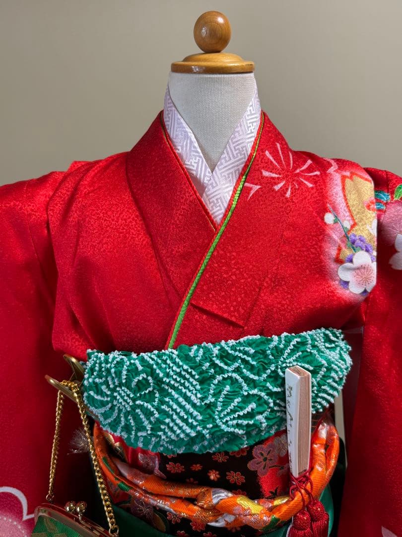 7歳七五三セット　着物草履バッグ付き　赤系②