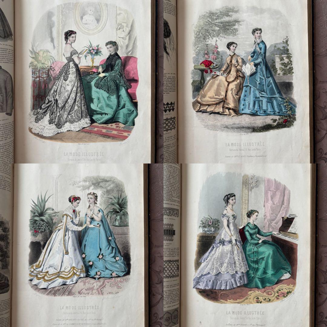 フランスアンティークファッションプレート合本 モード銅版画1867年