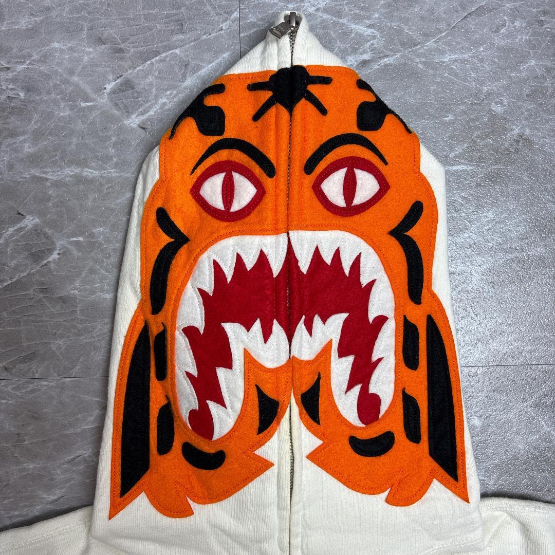 初期 bathingape タイガー フルジップパーカー ホワイト L BAPE