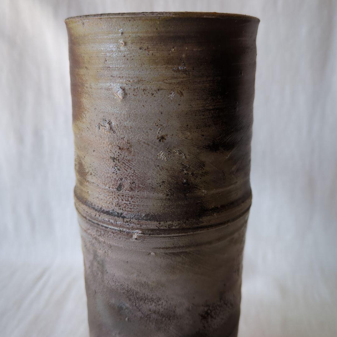 備前焼 嶋幸博 竹型花入 共箱