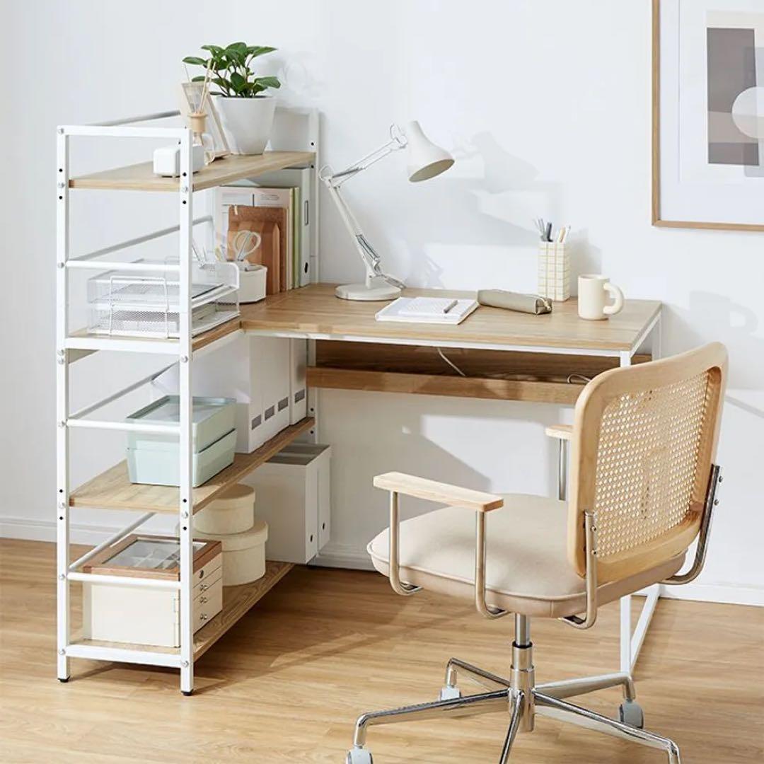 パソコンデスク 本棚付き 収納付き コーナーデスク オフィスデスク LOWYA