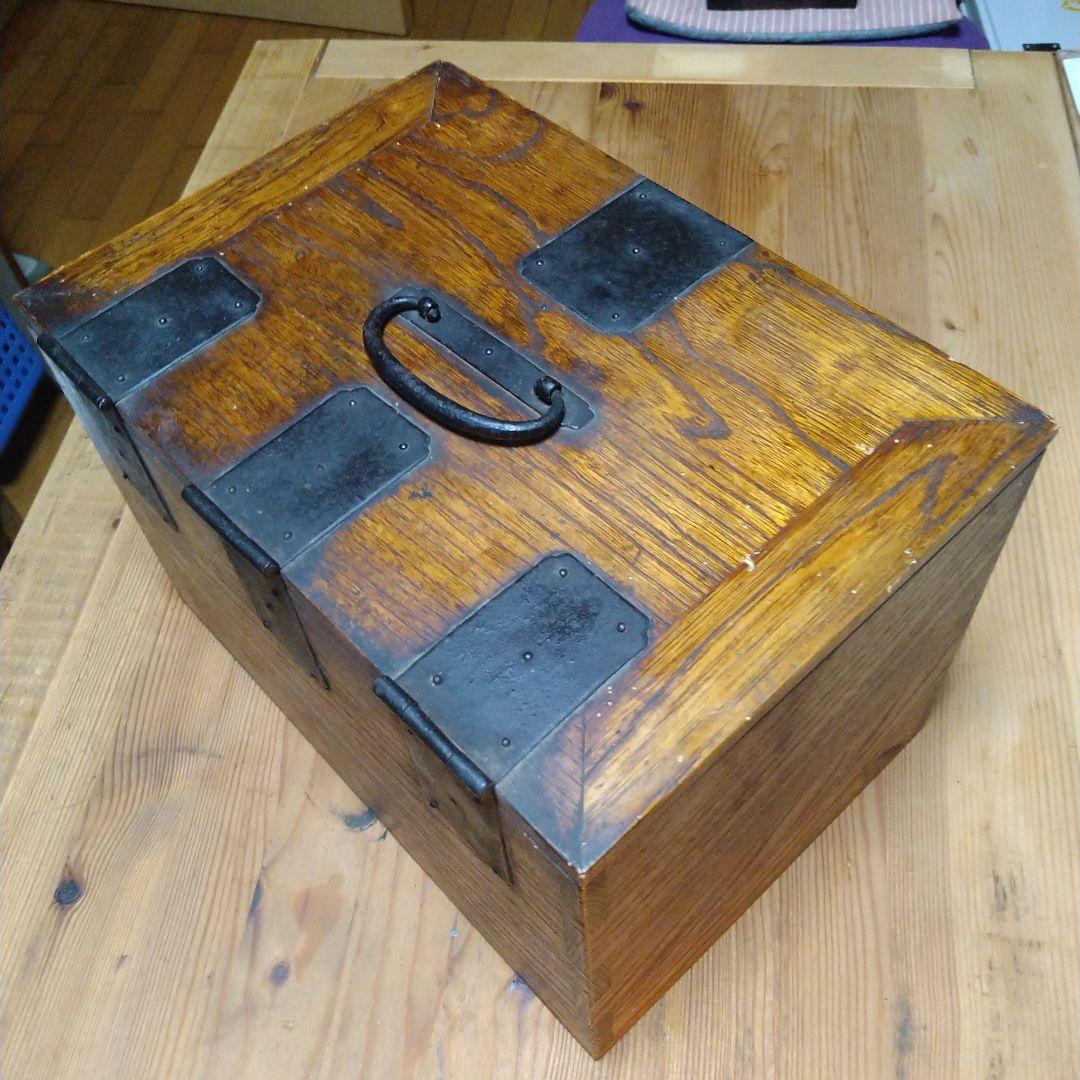 硯箱　欅　骨董