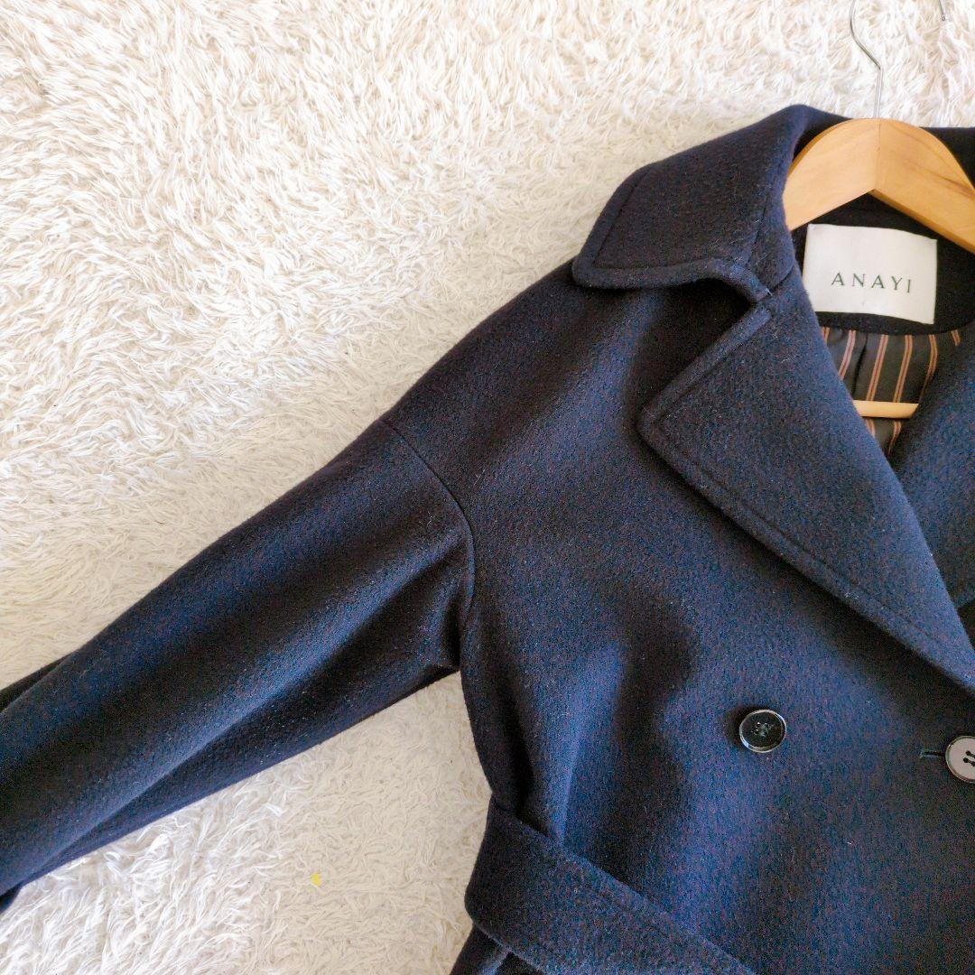 ANAYI アナイ トレンチコート ウール ダブル ベルト 黒 近年モデル