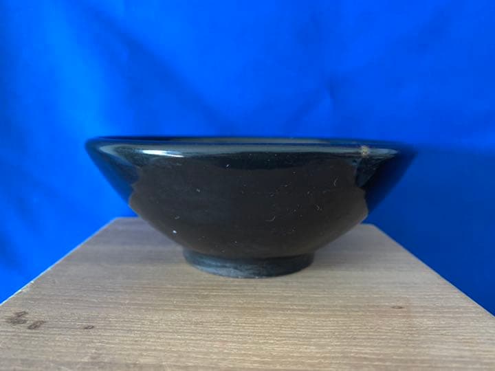 古美術　中国南宋時代藍斑天目茶碗　共箱　共紙XG6-1