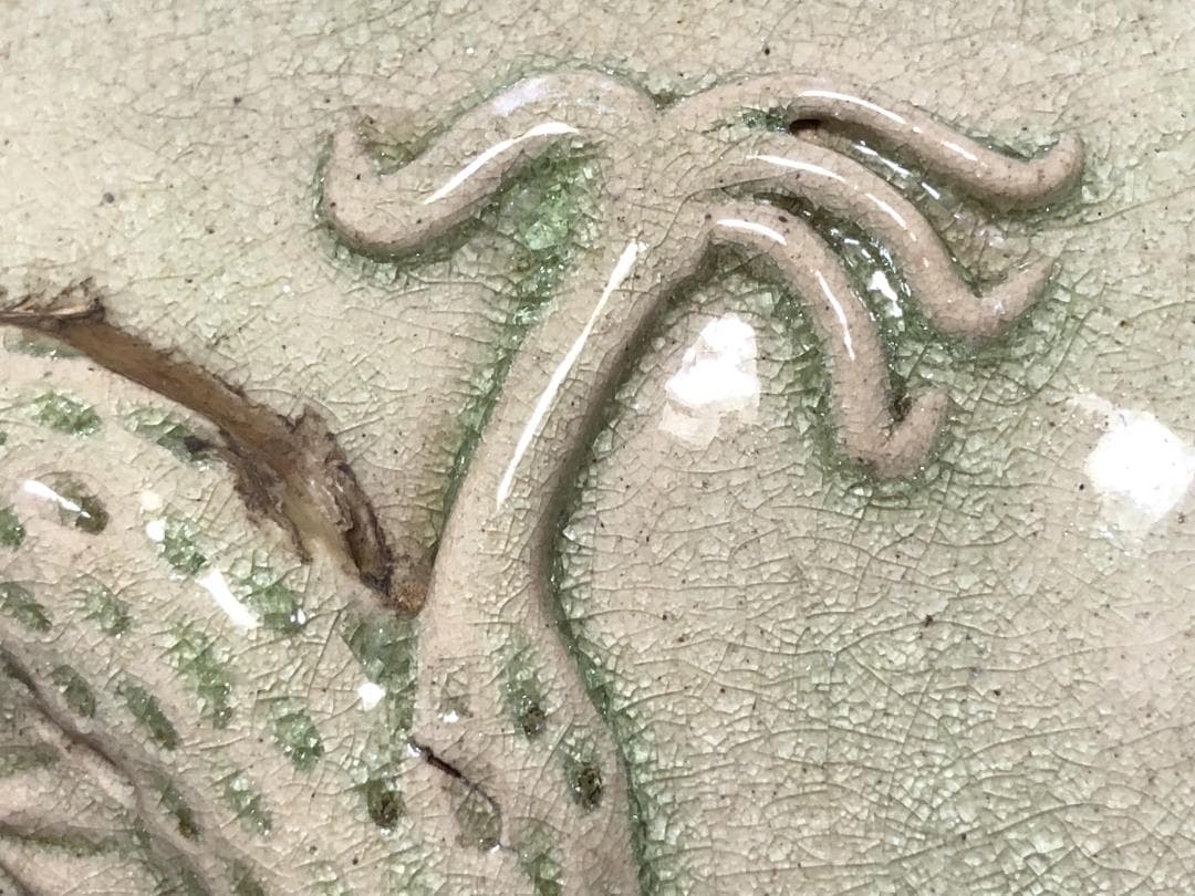 【 龍鳳凰文青磁釉高肉瓶 】　　唐～宋代　中華古玩