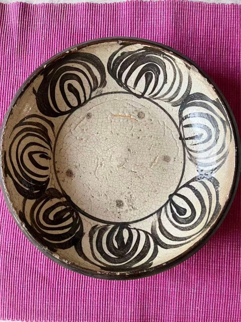 骨董 瀬戸焼 馬の目皿 鉄絵 7つ目 1枚