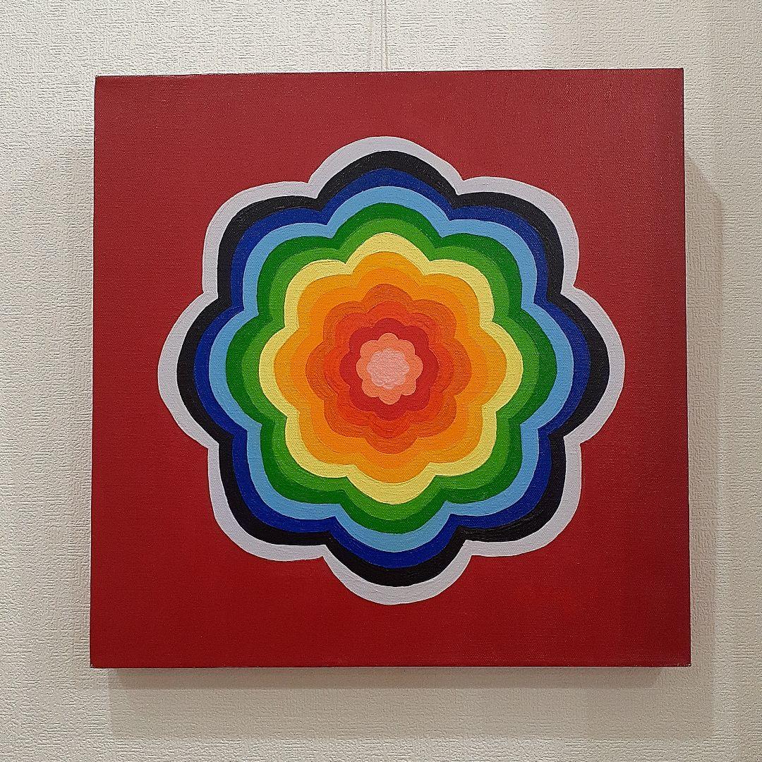 油絵 壁掛け曼荼羅 画家 小楠アキコ作品 サイズ40×40cm 三枚1セット 油絵