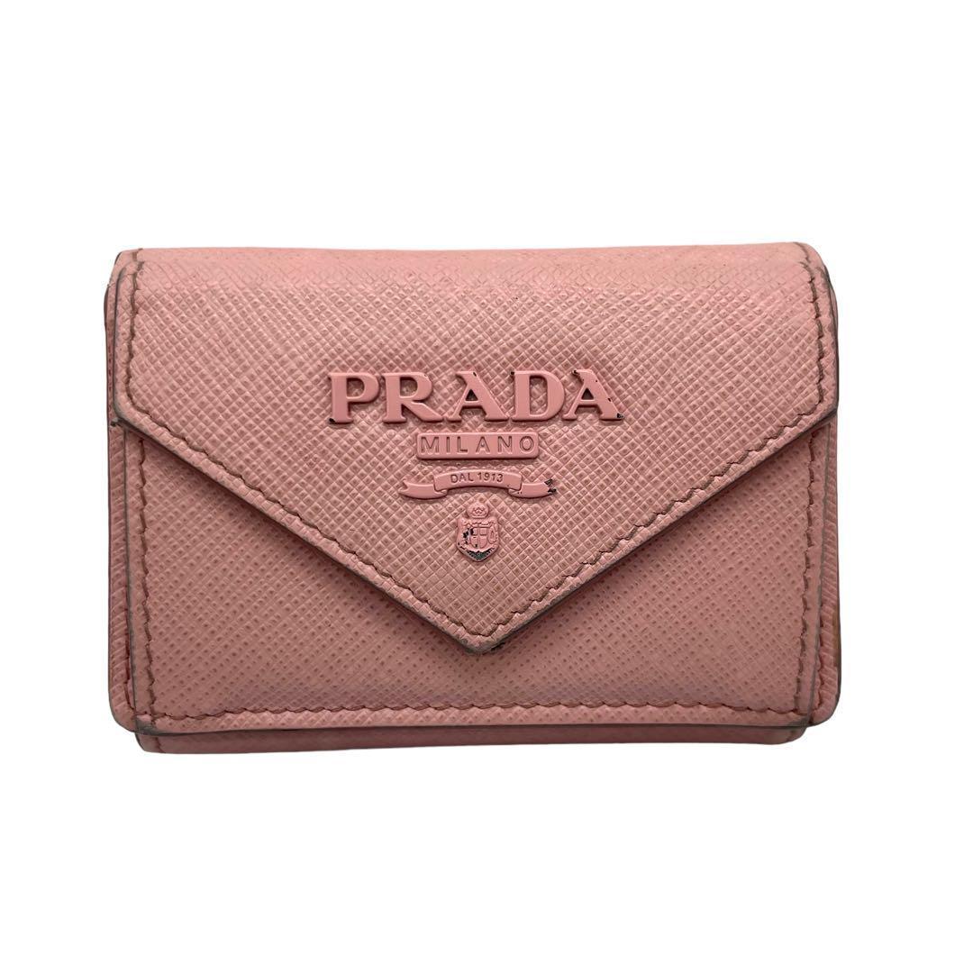 プラダ PRADA 3つ折り財布/ミニ/コンパクト レザー ピンク系 財布