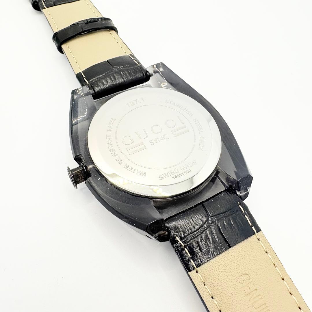 稼働 希少 GUCCI グッチ 腕時計 137.1 SYNC シンク ブラック