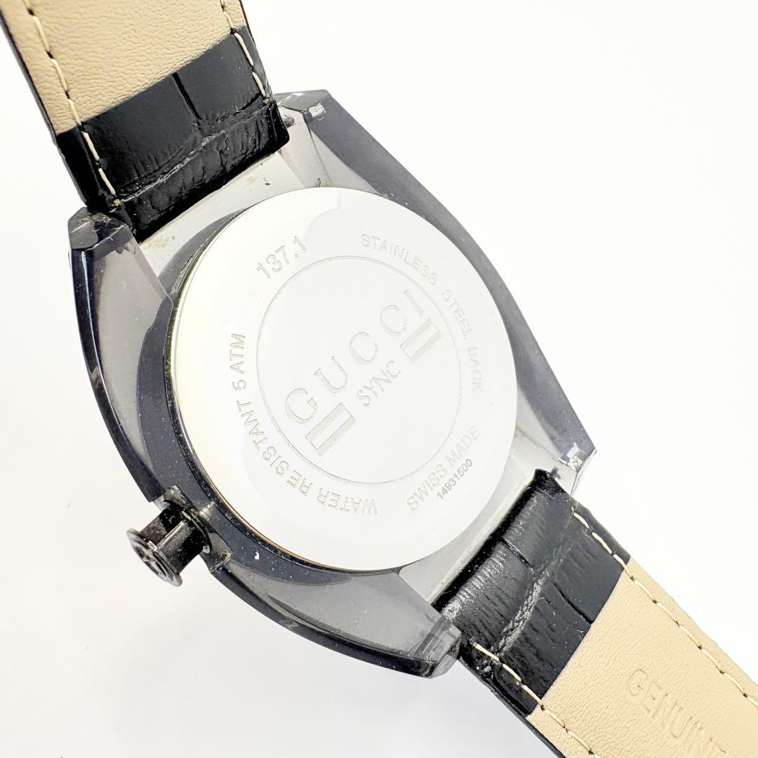 稼働 希少 GUCCI グッチ 腕時計 137.1 SYNC シンク ブラック