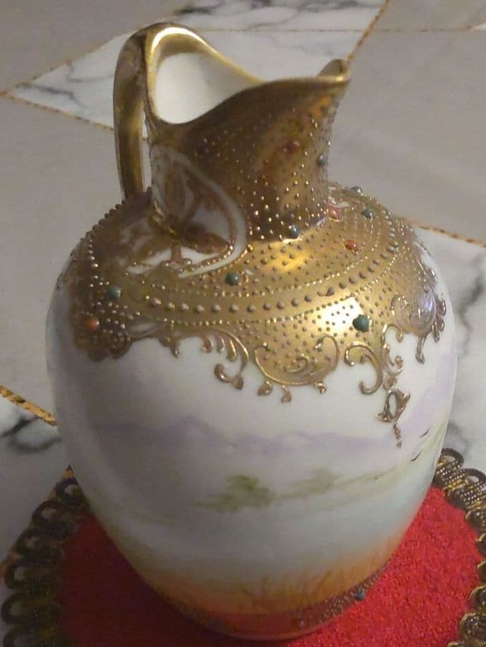 オールドノリタケ 金彩 メイプルリーフ エナメルビジューの美しい風景