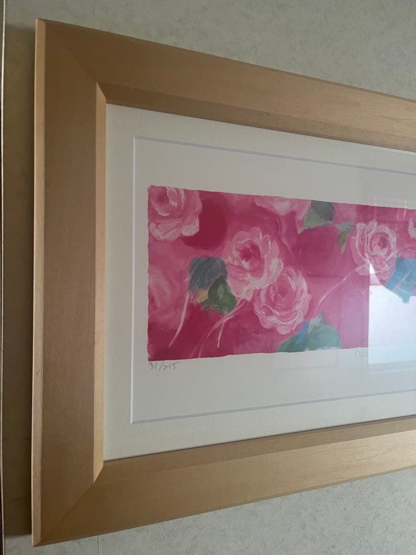 額入り版画 限定ジクレー ジニーキム バラの花 現行品 サイン.ED.証明書