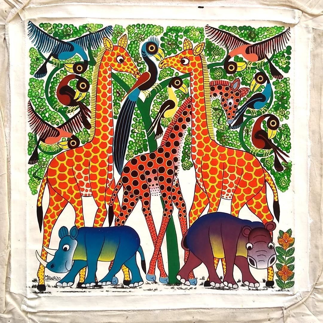 ○アフリカの絵画、ティンガティンガ、Mawazo02、送料込み