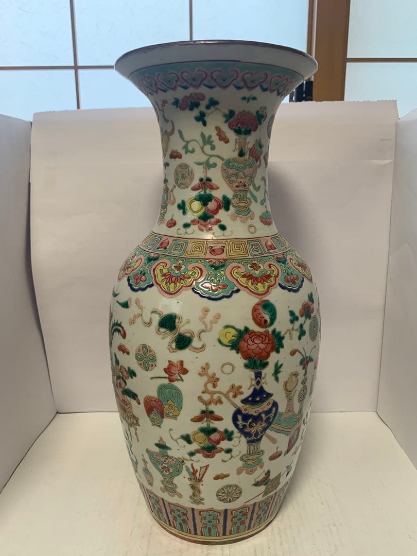 中国美術　粉彩大花瓶　送料込み