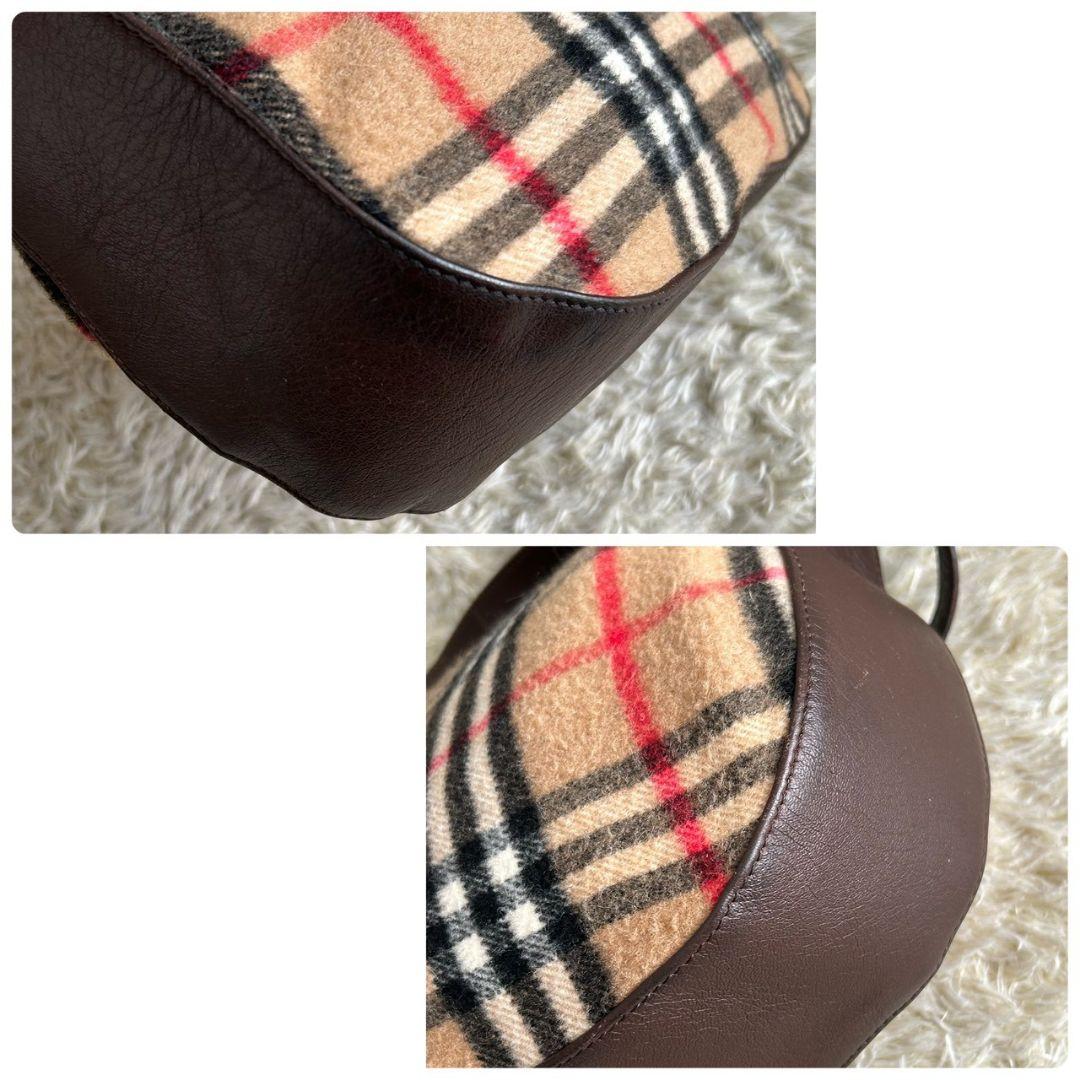 バーバリー　ショルダーバッグ　ノバチェック　ウール　肩掛け　斜め掛け　茶