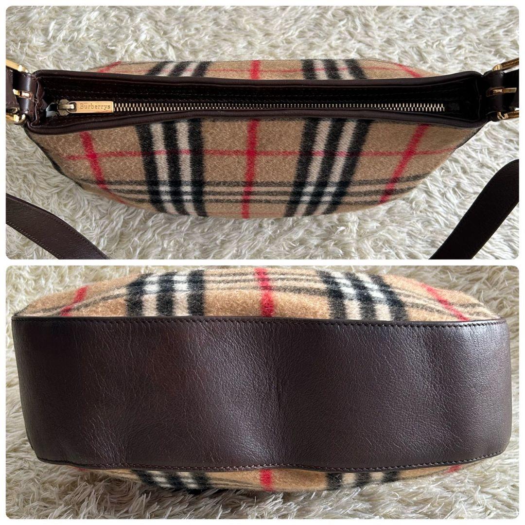 バーバリー　ショルダーバッグ　ノバチェック　ウール　肩掛け　斜め掛け　茶