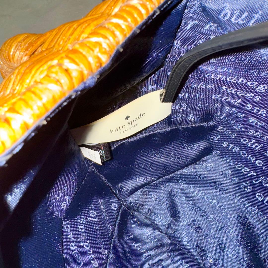 希少☆ ケイトスペード　ラクダ　ハンドバッグ　ラタン　カゴバッグ　マルチカラー