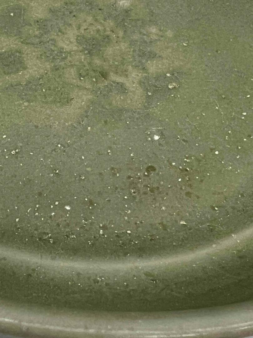 元時代 青磁 龍泉窯刻牡丹花盤 青磁皿 唐物 古賞物