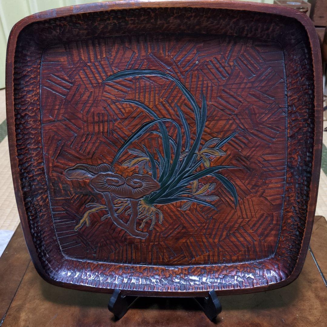 讃岐彫 讃岐盆 四方盆 くり抜き 手彫り アンティーク - メルカリ