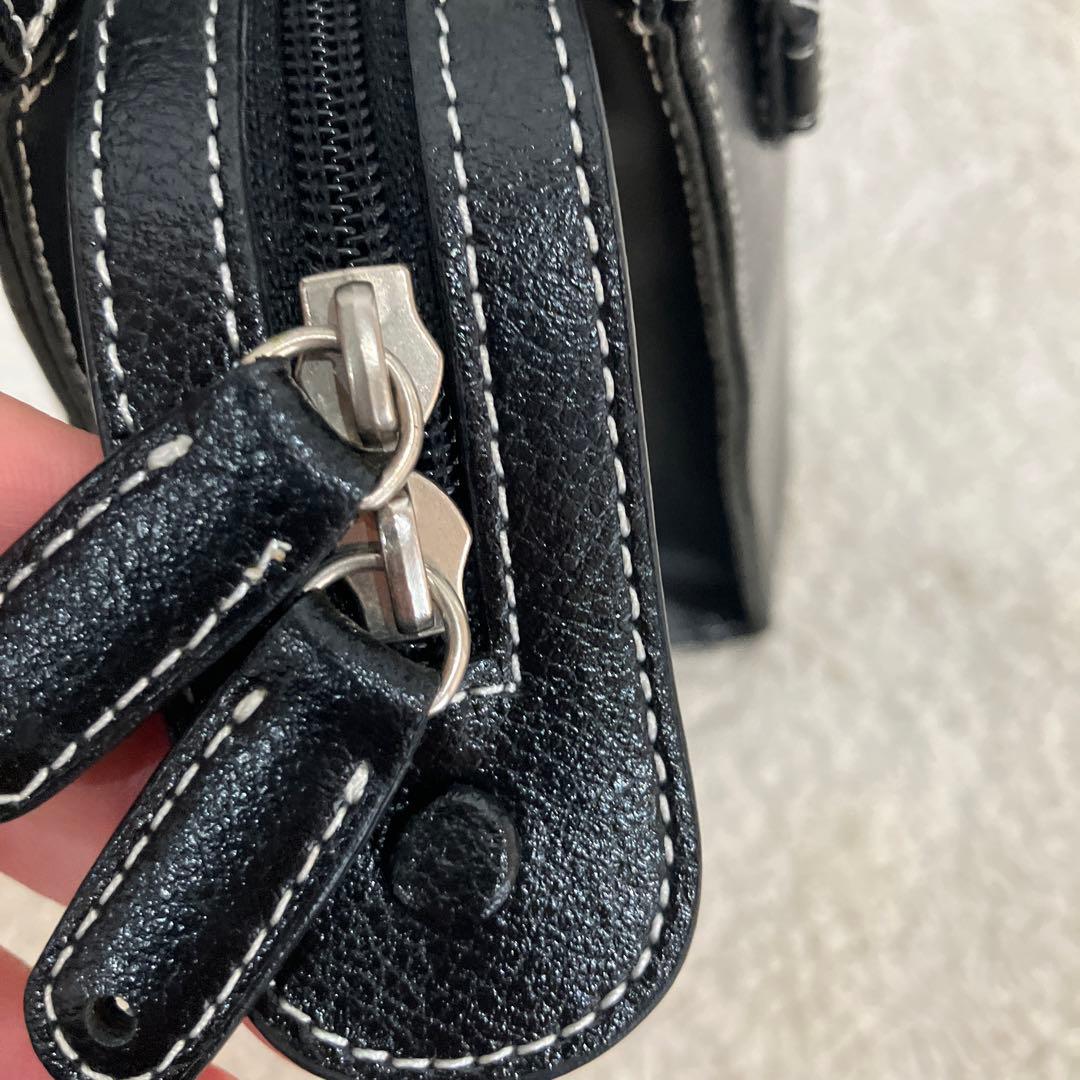 【極美品】濱野鞄/ハンドバッグ/金具/レザー/黒/ハマノ/HAMANO/南京錠