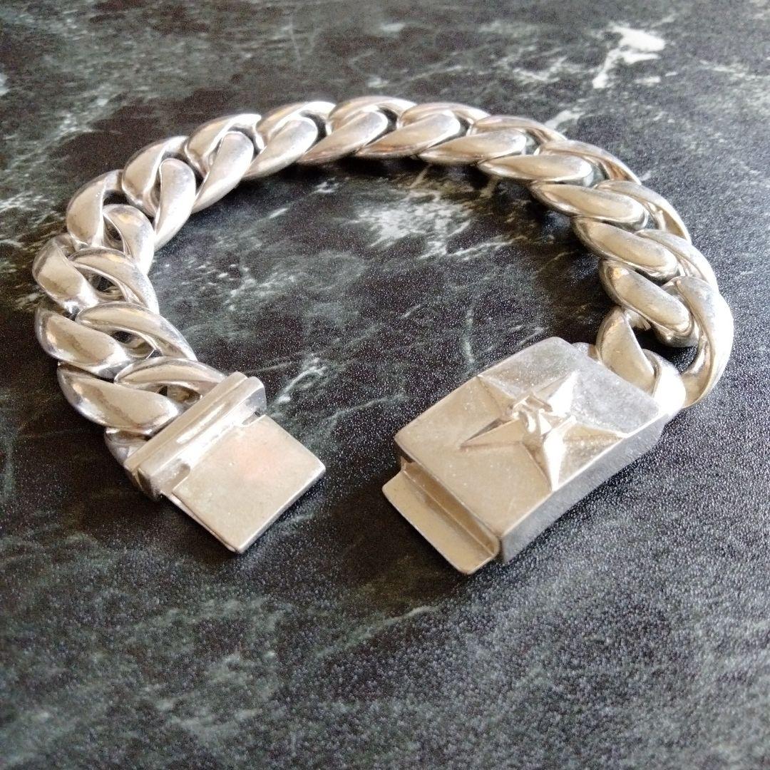 シルバー925 ツイスト星モチーフ チェーンブレスレット ★スター五芒星シンプル シルバー925 ツイスト星モチーフ チェーンブレスレット ☆スター五芒星