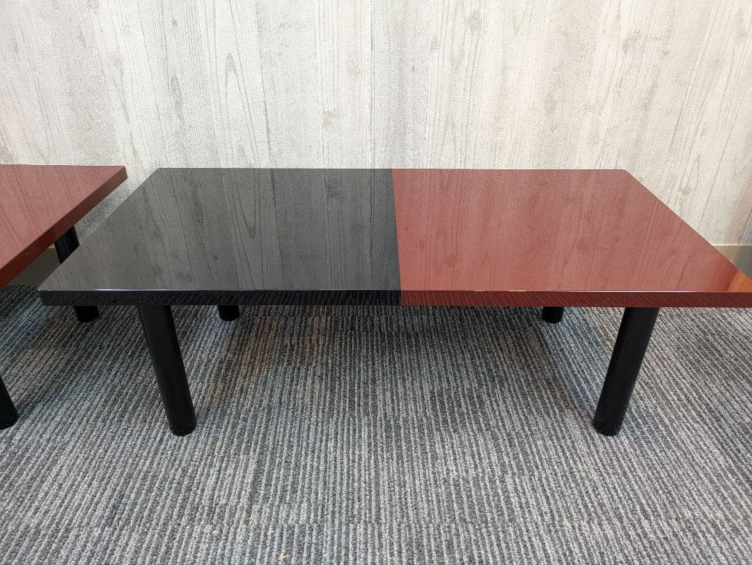 高級漆座卓】赤と黒の木製座卓 2台セット