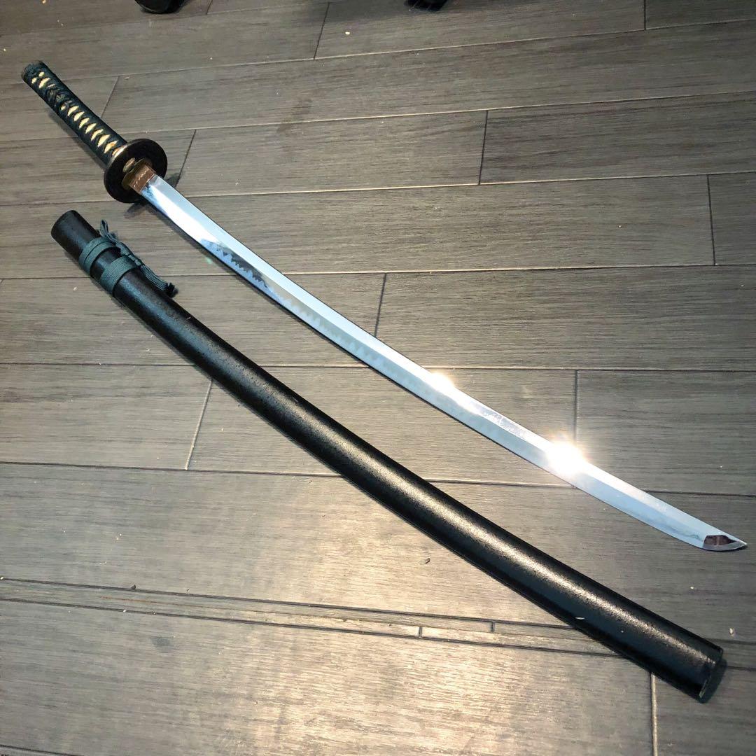 本格模造刀　太刀　居合刀　本研波刃　緑拵え　 刃長