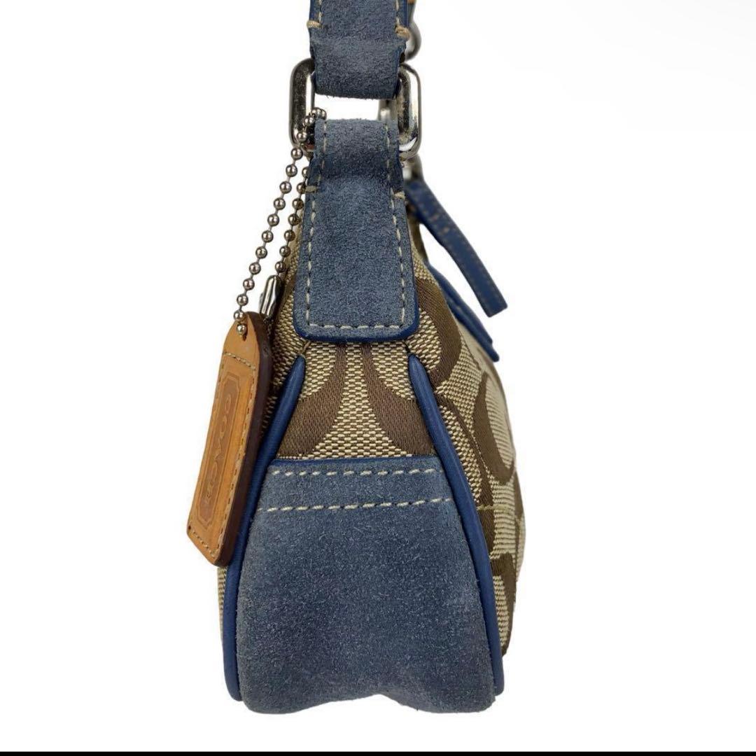バッグ 00s coach signature hand bag Blue denim