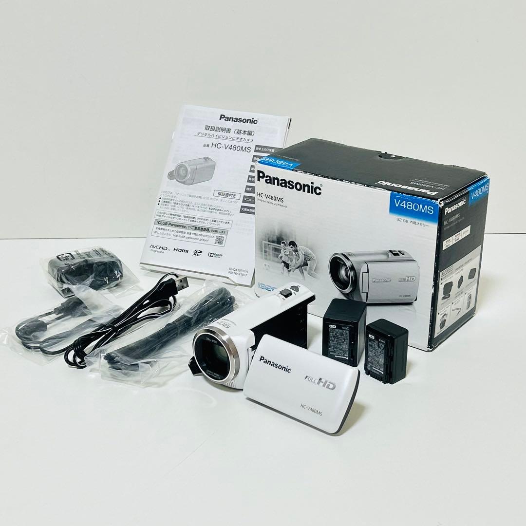 【未使用級】Panasonic HC-V480MS ビデオカメラ バッテリー2個