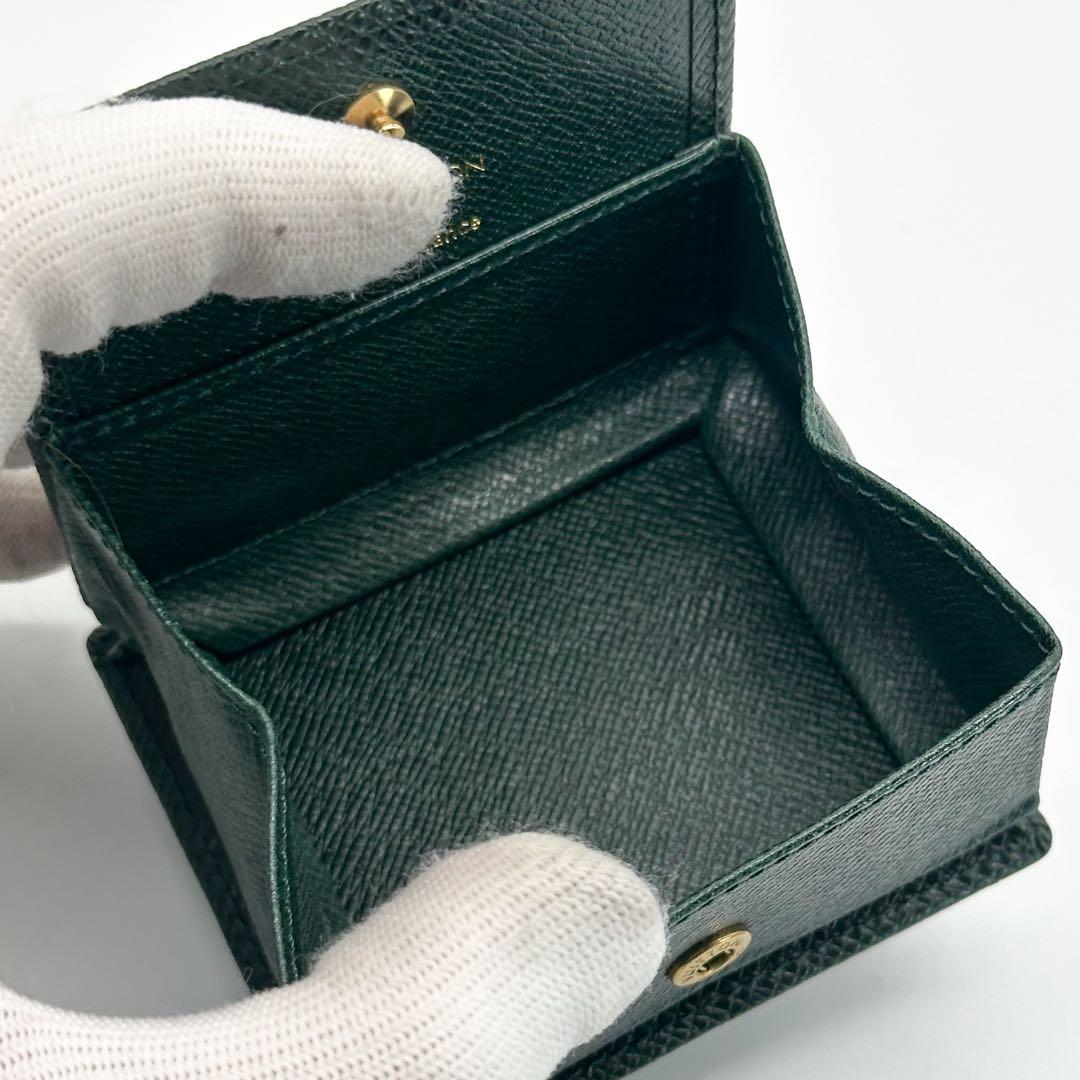 美品 ポルトモネ ボワット タイガ グリーン 小銭入れ ケース コンパクト