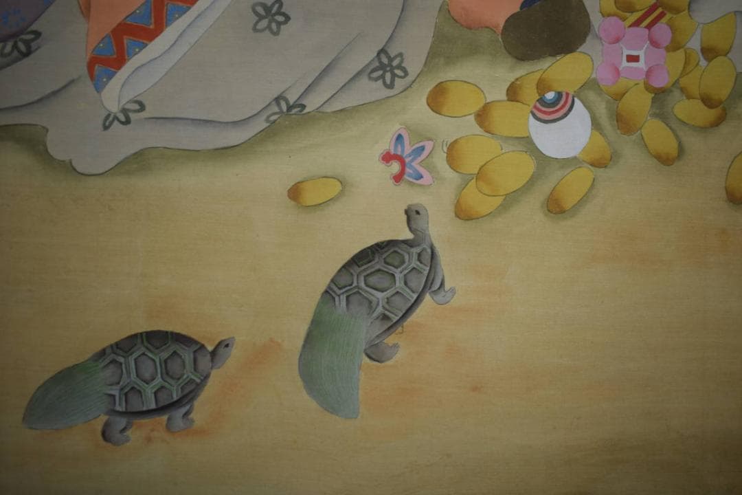 複製/作者不詳/秀峰/七福神図/松竹梅/亀/工芸/大幅/布袋屋掛軸HJ-985