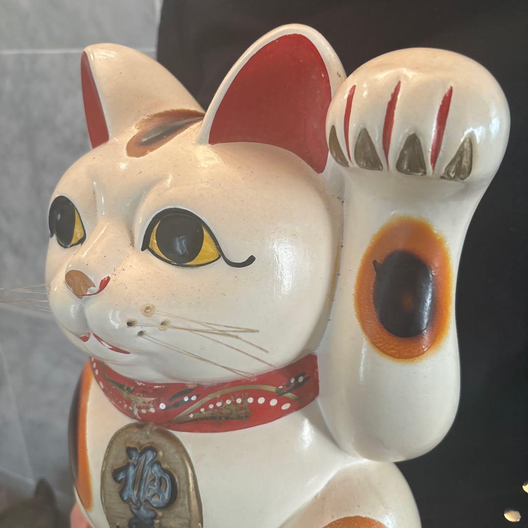 1920-30年代　瞳が美しく雰囲気抜群の幸運・良き人との出会いを招く特大招き猫