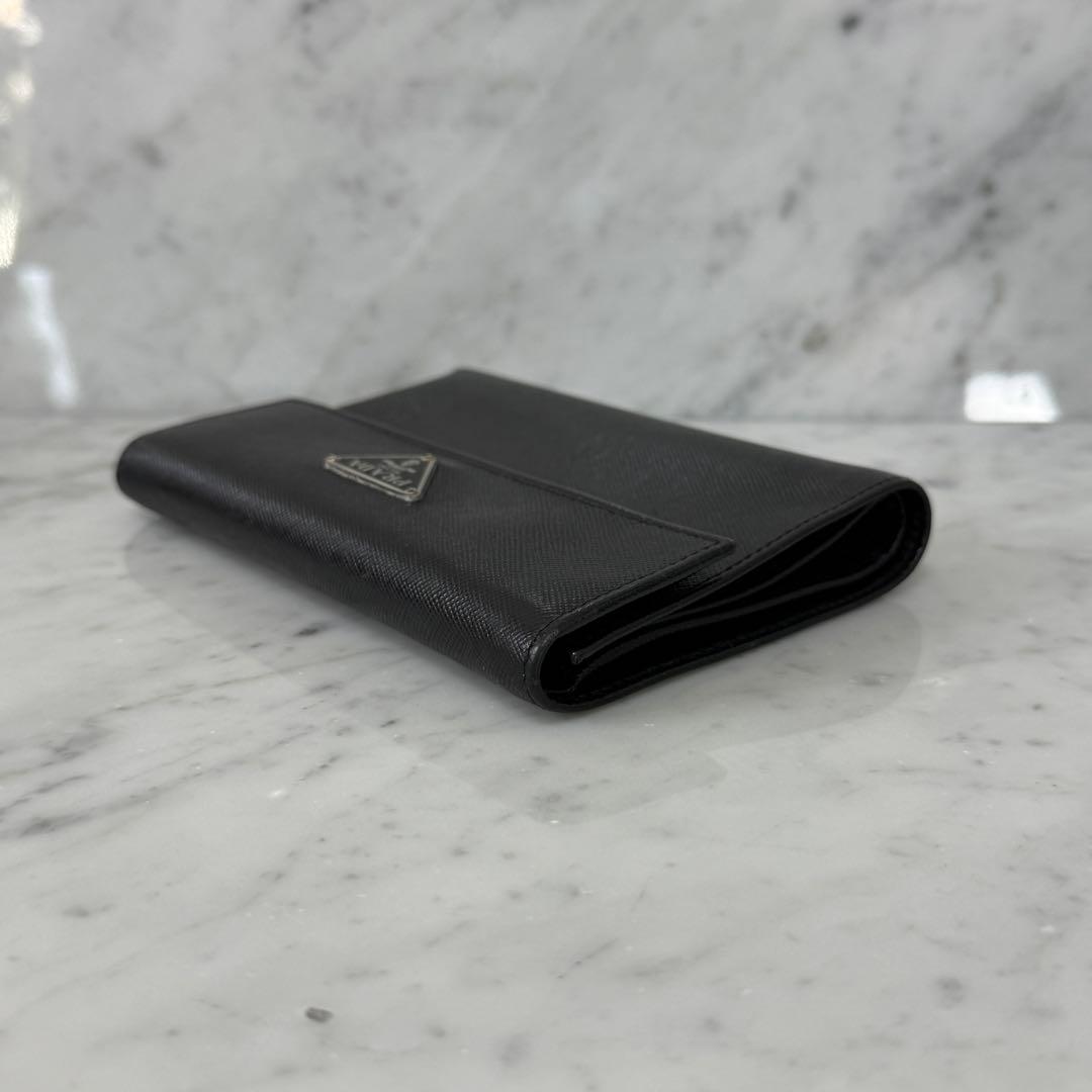 PRADA プラダ 三つ折財布 ブラック 黒 サフィアーノ トライアングル