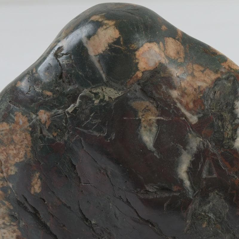 天然石 鑑賞石 菊花石 置物 重さ約792g 唐木台付 V 9424