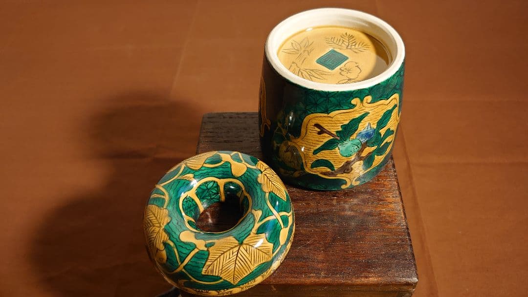 吉田屋窯 青九谷 青手 香炉 古九谷 アンティーク九谷焼 前田家 角福 1